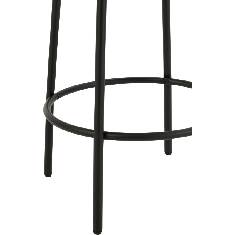 Tabouret de bar moderne rond en Tissu Gris Bouclette Métal Noir Finy - 3