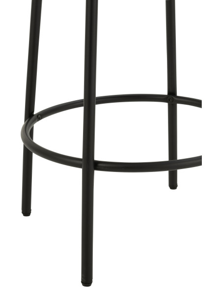 Tabouret de bar moderne rond en Tissu Gris Bouclette Métal Noir Finy - 3