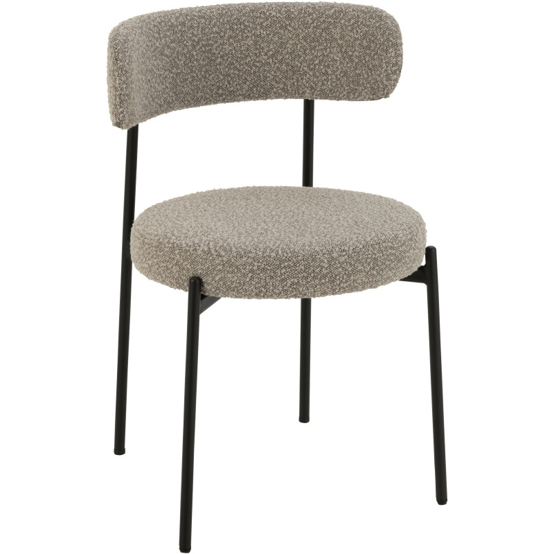 Chaise moderne en Tissu Gris Bouclette Métal Noir Finy - 1