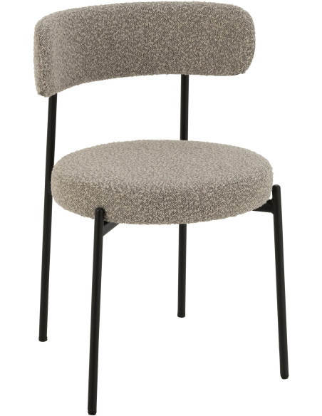 Chaise moderne en Tissu Gris Bouclette Métal Noir Finy - 1