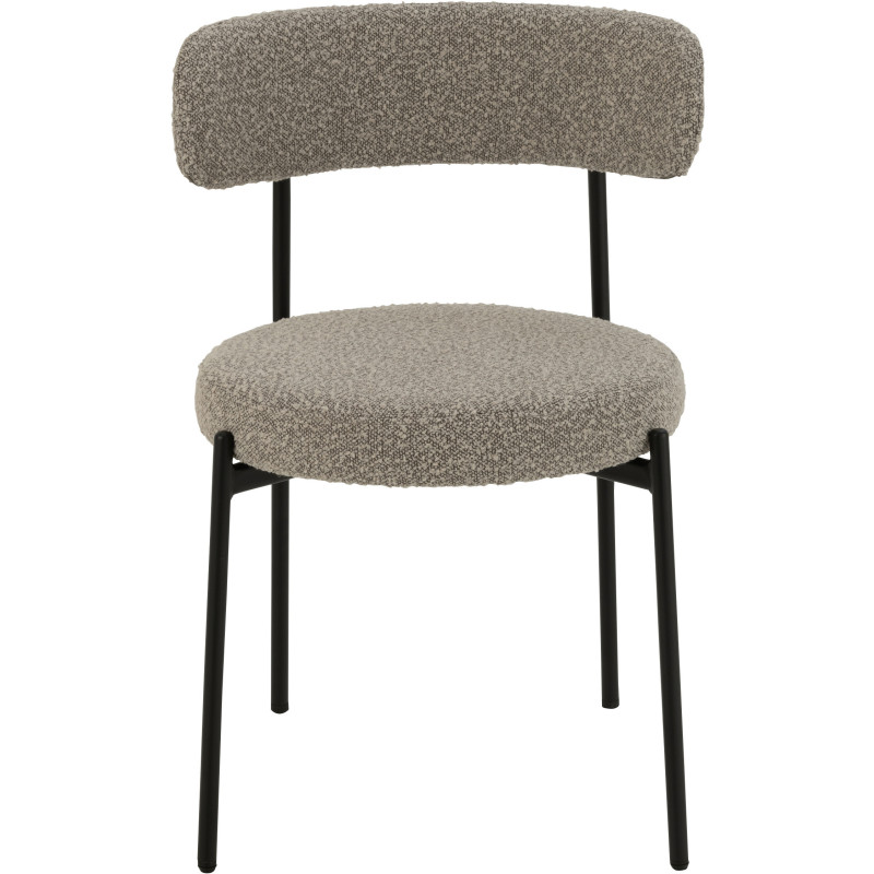 Chaise moderne en Tissu Gris Bouclette Métal Noir Finy - 2