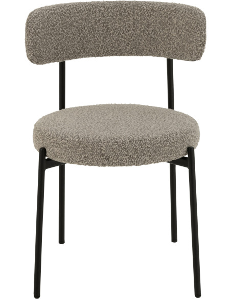 Chaise moderne en Tissu Gris Bouclette Métal Noir Finy - 2