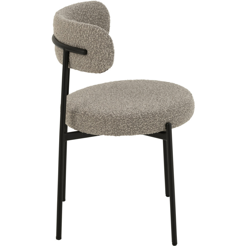 Chaise moderne en Tissu Gris Bouclette Métal Noir Finy - 3