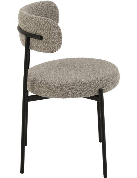 Chaise moderne en Tissu Gris Bouclette Métal Noir Finy - 3