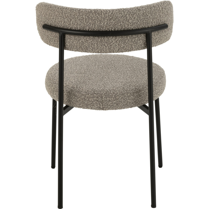 Chaise moderne en Tissu Gris Bouclette Métal Noir Finy - 4