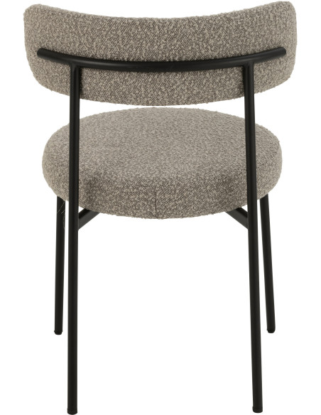 Chaise moderne en Tissu Gris Bouclette Métal Noir Finy - 4