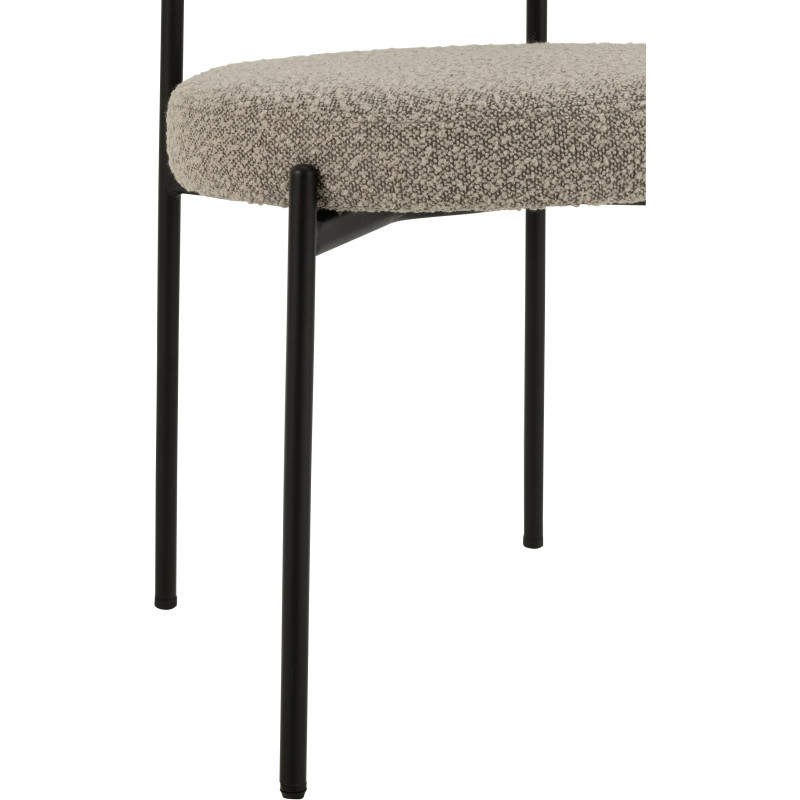 Chaise moderne en Tissu Gris Bouclette Métal Noir Finy - 5