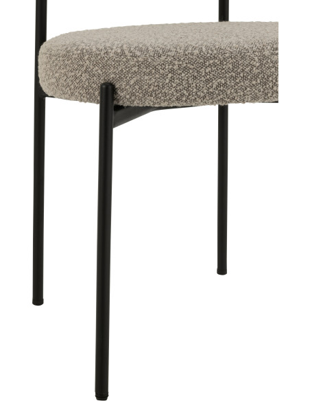 Chaise moderne en Tissu Gris Bouclette Métal Noir Finy - 5