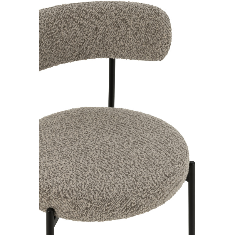 Chaise moderne en Tissu Gris Bouclette Métal Noir Finy - 6