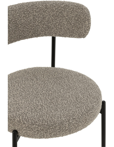 Chaise moderne en Tissu Gris Bouclette Métal Noir Finy - 6