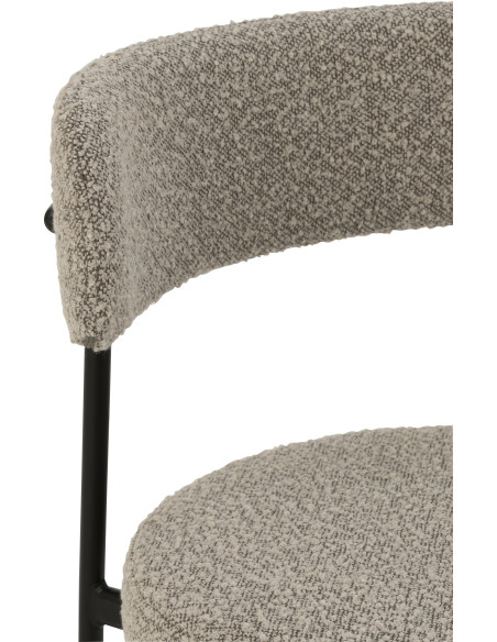 Chaise moderne en Tissu Gris Bouclette Métal Noir Finy - 7