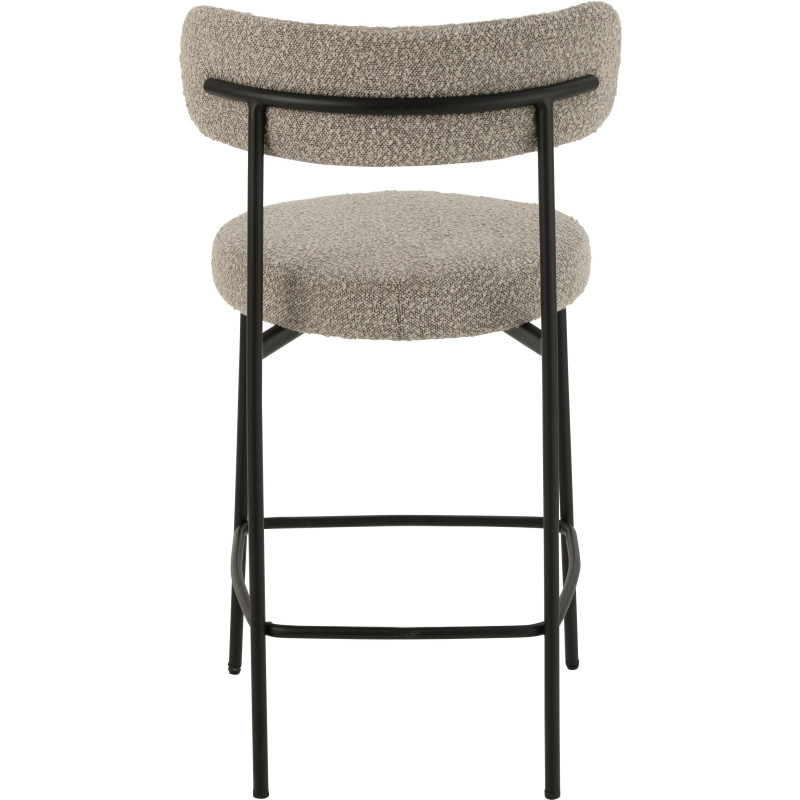 Tabouret de bar moderne avec dossier en Tissu Gris Bouclette Métal Noir Finy - 4