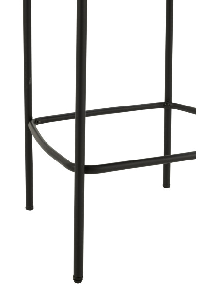 Tabouret de bar moderne avec dossier en Tissu Gris Bouclette Métal Noir Finy - 5
