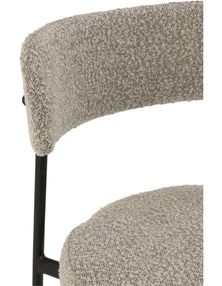 Tabouret de bar moderne avec dossier en Tissu Gris Bouclette Métal Noir Finy - 7