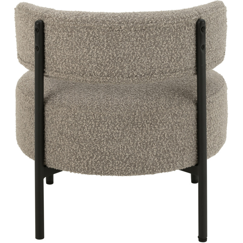 Fauteuil bas moderne rond en Tissu Gris Bouclette Métal Noir Finy - 4