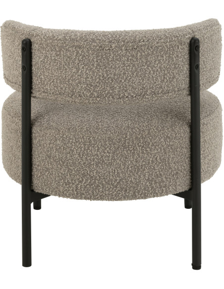 Fauteuil bas moderne rond en Tissu Gris Bouclette Métal Noir Finy - 4