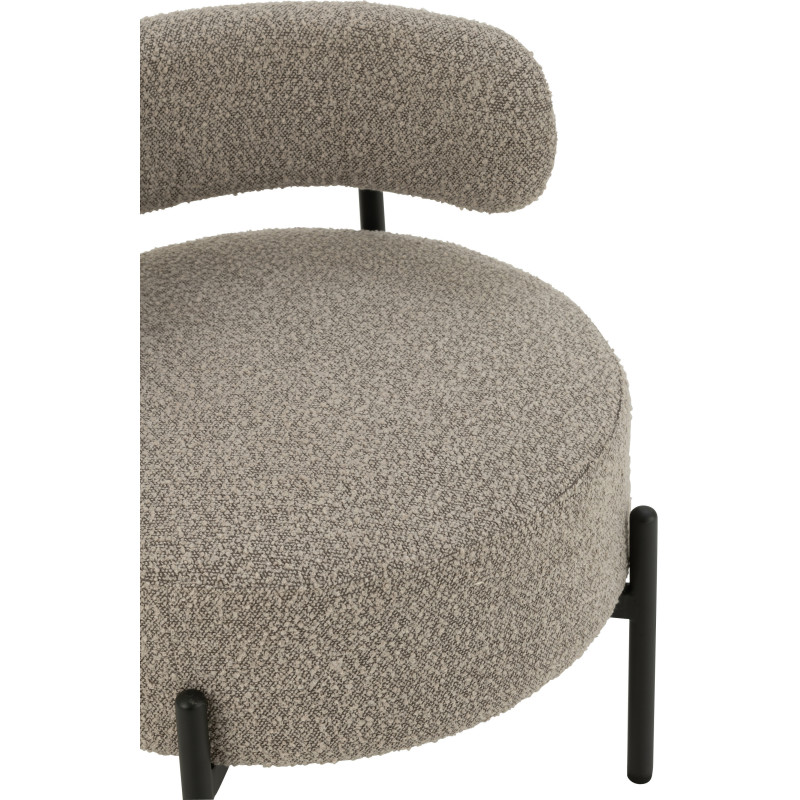 Fauteuil bas moderne rond en Tissu Gris Bouclette Métal Noir Finy - 6