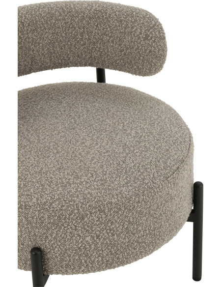 Fauteuil bas moderne rond en Tissu Gris Bouclette Métal Noir Finy - 6