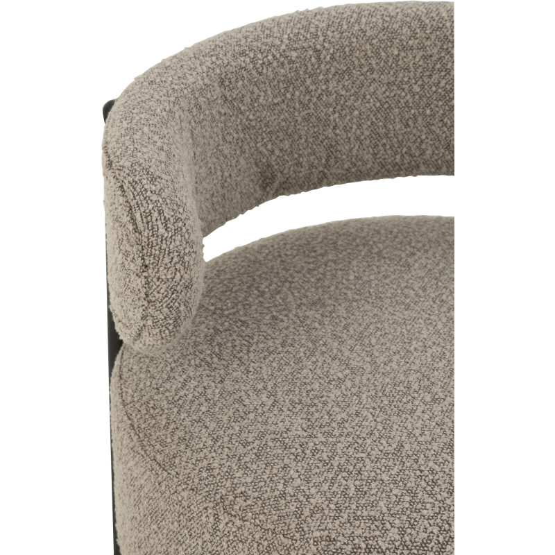 Fauteuil bas moderne rond en Tissu Gris Bouclette Métal Noir Finy - 7