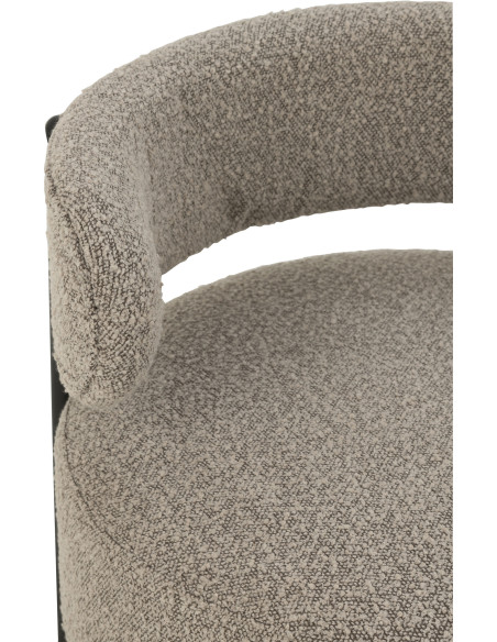 Fauteuil bas moderne rond en Tissu Gris Bouclette Métal Noir Finy - 7