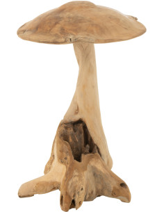 Grand Champignon déco Hauteur 90 cm en Bois de teck Naturel Riyo - 1