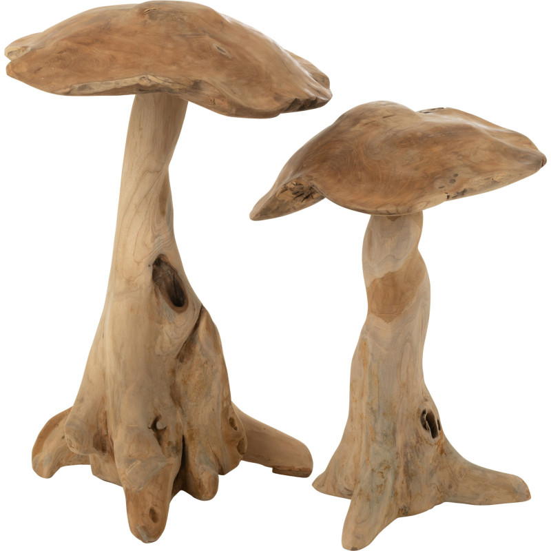 Grand Champignon déco Hauteur 90 cm en Bois de teck Naturel Riyo - 2
