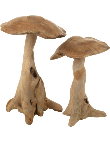 Grand Champignon déco Hauteur 90 cm en Bois de teck Naturel Riyo - 2