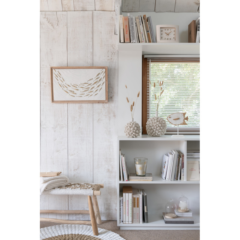 Banc balinais 2 places en Bois de teck Jonc de mer Naturel Blanc Waverly - 2