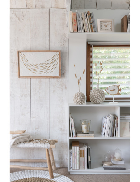 Banc balinais 2 places en Bois de teck Jonc de mer Naturel Blanc Waverly - 2