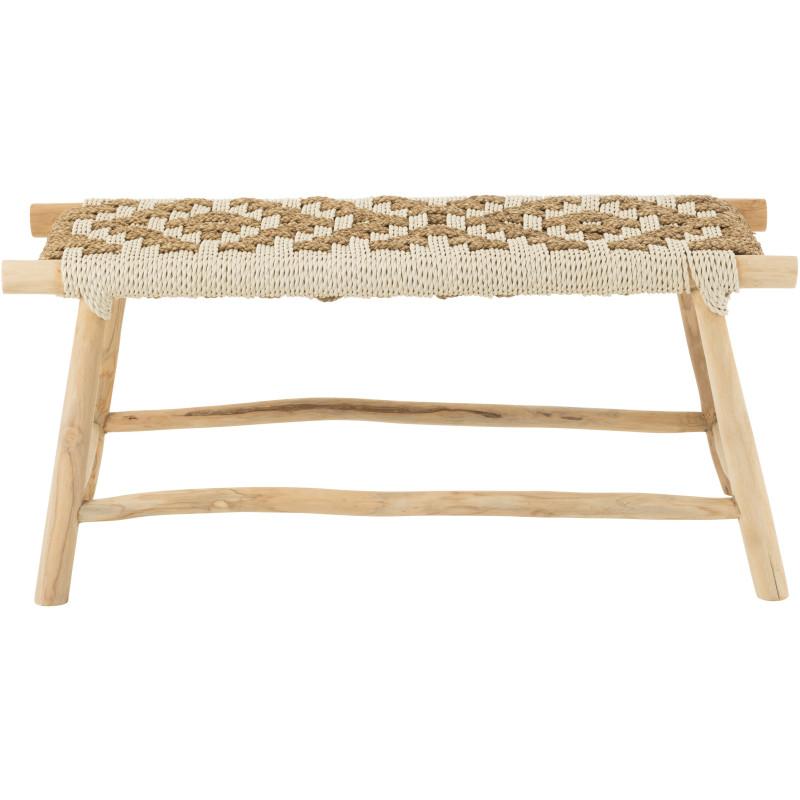 Banc balinais 2 places en Bois de teck Jonc de mer Naturel Blanc Waverly - 3