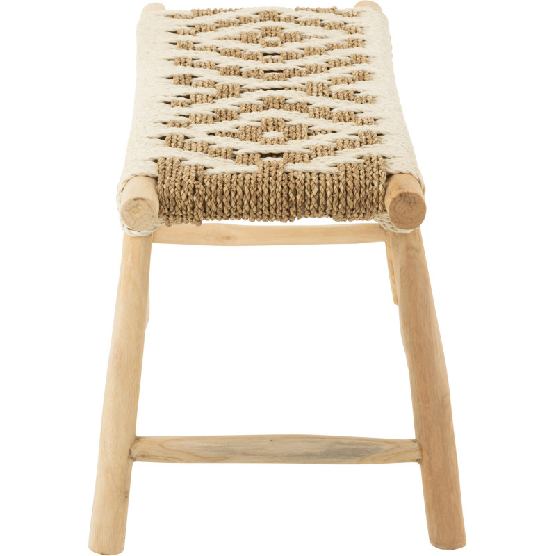 Banc balinais 2 places en Bois de teck Jonc de mer Naturel Blanc Waverly - 4