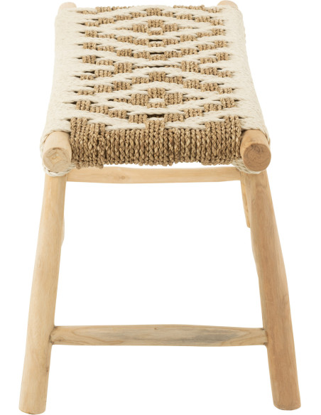 Banc balinais 2 places en Bois de teck Jonc de mer Naturel Blanc Waverly - 4