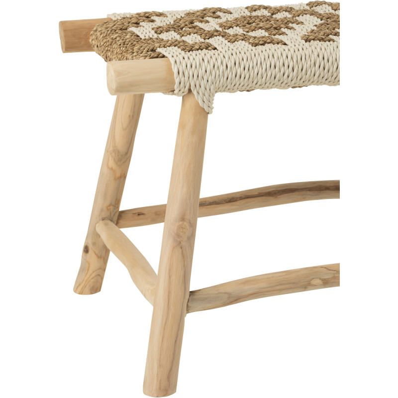 Banc balinais 2 places en Bois de teck Jonc de mer Naturel Blanc Waverly - 5