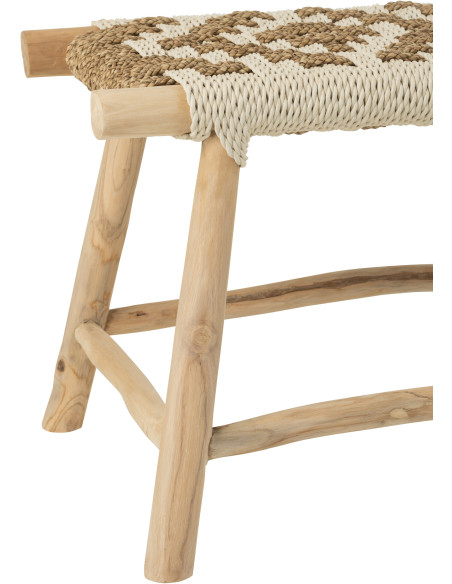 Banc balinais 2 places en Bois de teck Jonc de mer Naturel Blanc Waverly - 5