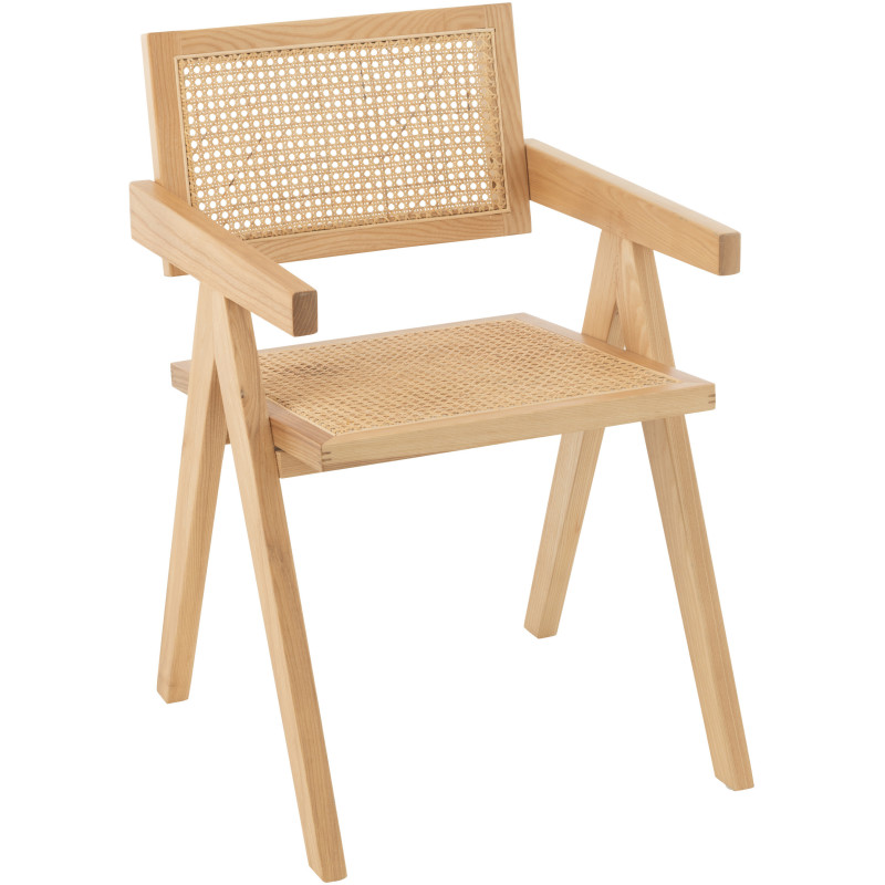 Fauteuil de table moderne haut de gamme en Bois de frêne Rotin Naturel Cannage Grid - 1