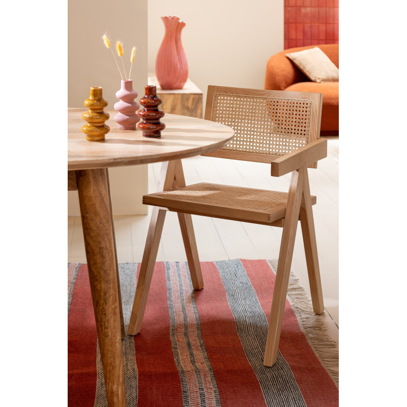 Fauteuil de table moderne haut de gamme en Bois de frêne Rotin Naturel Cannage Grid - 2