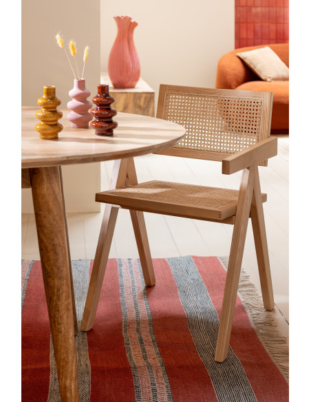 Fauteuil de table moderne haut de gamme en Bois de frêne Rotin Naturel Cannage Grid - 2