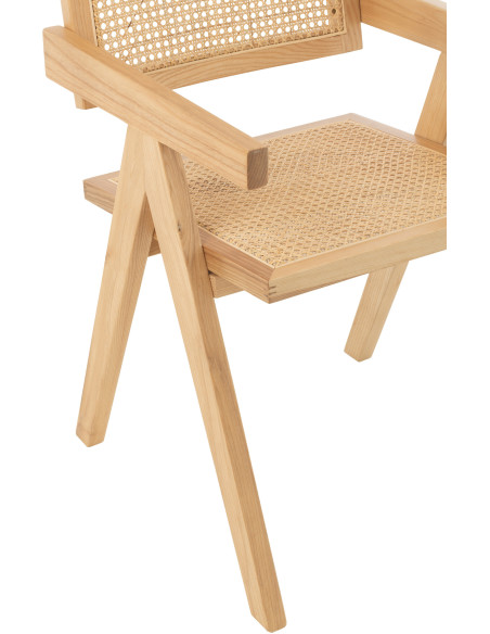 Fauteuil de table moderne haut de gamme en Bois de frêne Rotin Naturel Cannage Grid - 6
