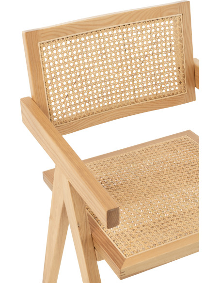 Fauteuil de table moderne haut de gamme en Bois de frêne Rotin Naturel Cannage Grid - 7