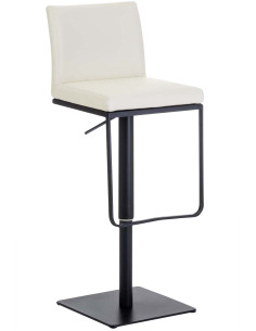 Tabouret de bar Avec dossier Nolan en Polyuréthane Beige Métal Noir Mat - 1