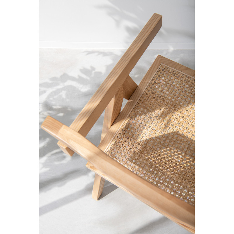 Fauteuil de table moderne haut de gamme en Bois de frêne Rotin Naturel Cannage Grid - 9