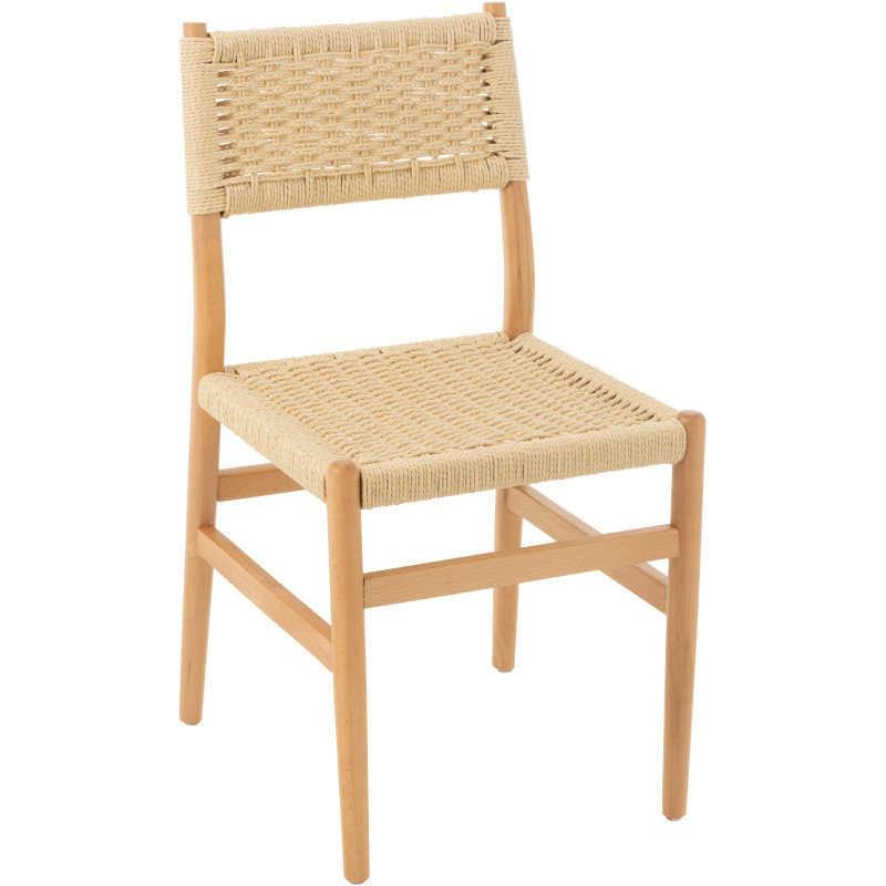 Chaise moderne haut de gamme en Bois de hêtre Corde Naturel Lap - 1
