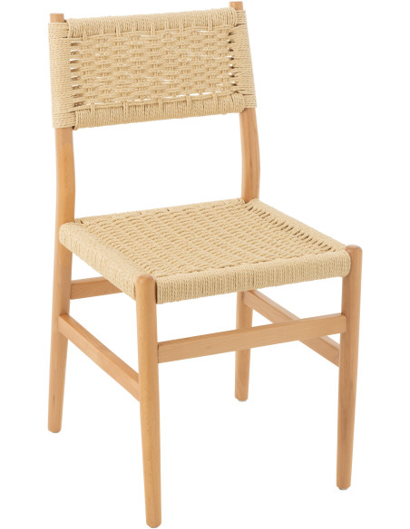 Chaise moderne haut de gamme en Bois de hêtre Corde Naturel Lap - 1