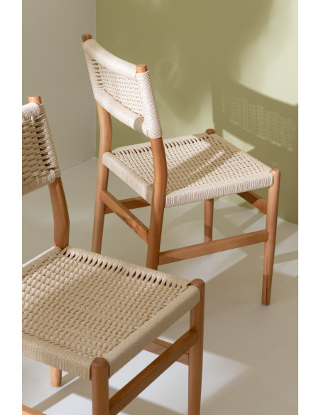 Chaise moderne haut de gamme en Bois de hêtre Corde Naturel Lap - 9