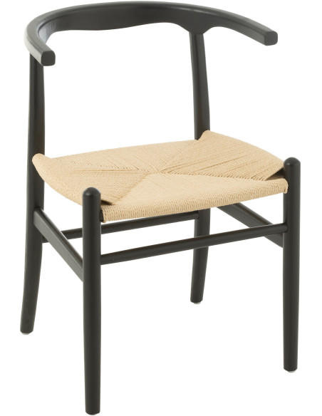 Chaise moderne haut de gamme en Bois de hêtre Noir Corde Naturel Toon - 1