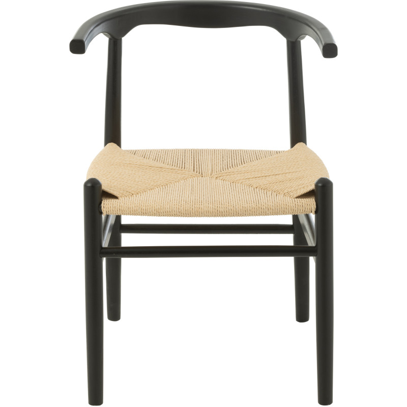 Chaise moderne haut de gamme en Bois de hêtre Noir Corde Naturel Toon - 3