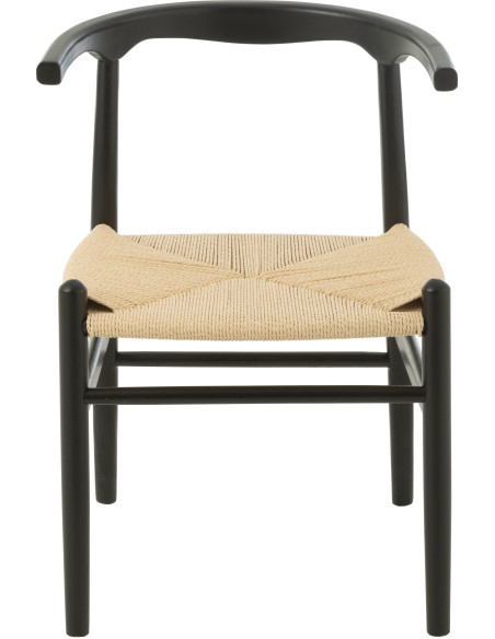 Chaise moderne haut de gamme en Bois de hêtre Noir Corde Naturel Toon - 3