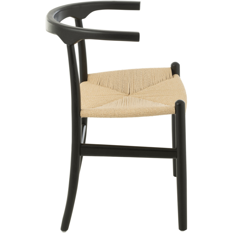 Chaise moderne haut de gamme en Bois de hêtre Noir Corde Naturel Toon - 4