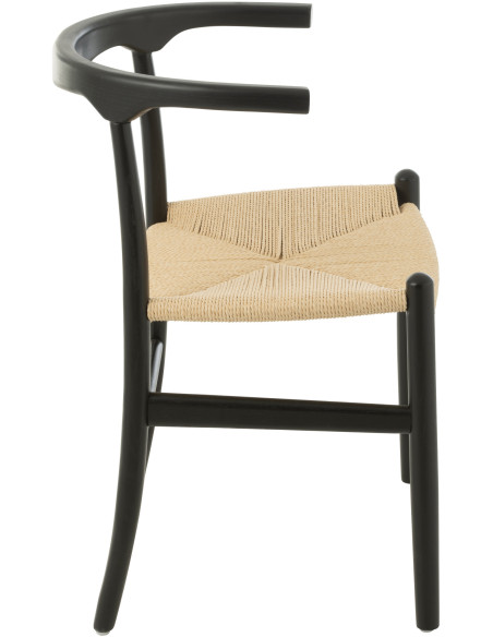 Chaise moderne haut de gamme en Bois de hêtre Noir Corde Naturel Toon - 4