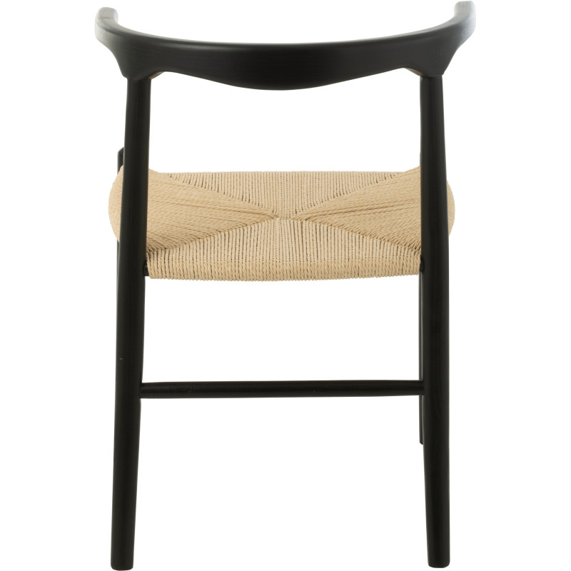 Chaise moderne haut de gamme en Bois de hêtre Noir Corde Naturel Toon - 5